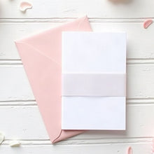 plain vellum belly on white card invitation with pink envelope