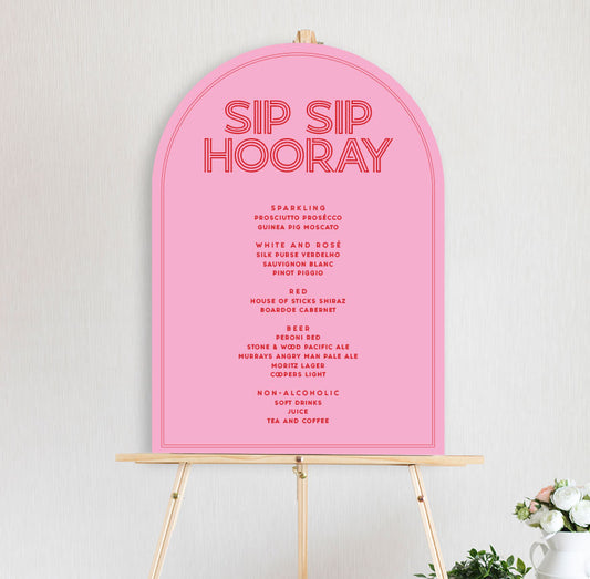 Sip Sip HOORAY Retro bar sign arch