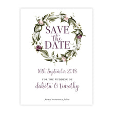 Blushing Marsala Peonie burgundy and dusty pink flower wreath Save the Date card