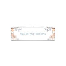 Bridgerton lake vintage floral inspired belly band featuring blue and peach florals with a white background