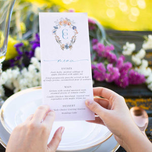 Bridgerton inspired floral vintage menu card