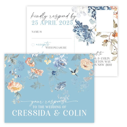 Bridgerton lake vintage floral postcard