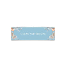 Bridgerton lake vintage floral inspired belly band with florals and blue background