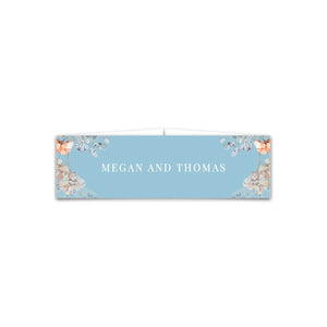 bridgeton lake vintage floral inspired belly band with florals and blue background