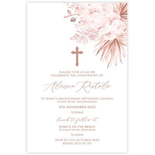 pink orchid christening invitation