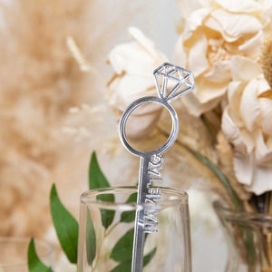 diamond ring acrylic drink stirrer closeup