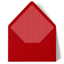 red polka dot envelope liner with red envelope