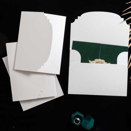 luxurious scallop invitation envelope box open