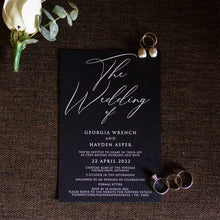 modern black and white acrylic wedding invitation