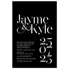 modern chic black and white wedding invitation