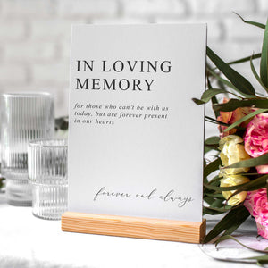 in loving memory sign classic with base
