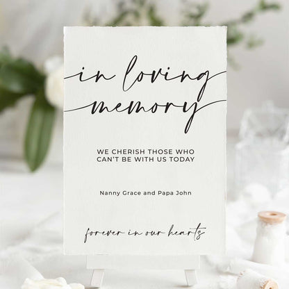 in loving memory sign easel
