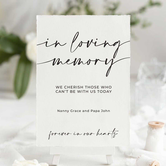 in loving memory sign easel