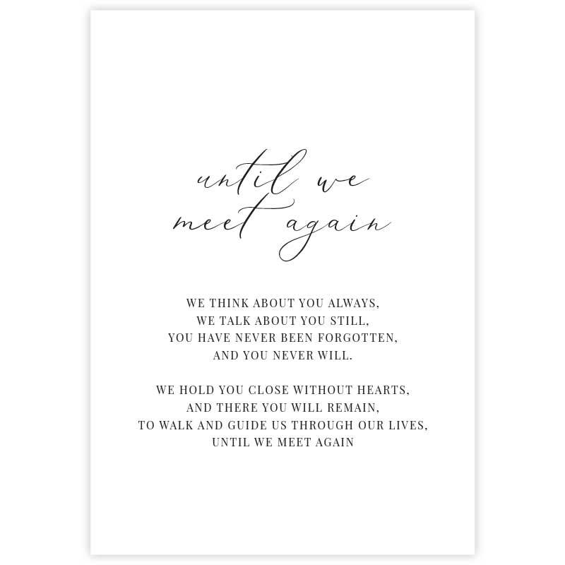 until we meet again memorial sign script artwork