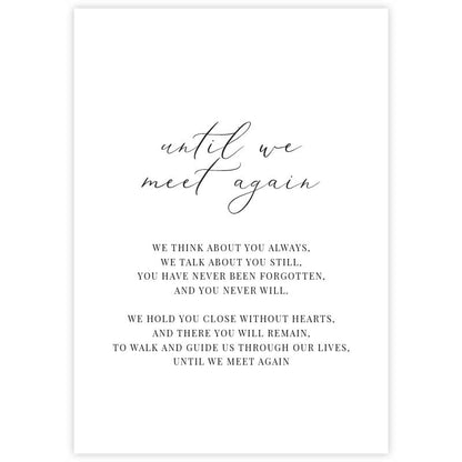 until we meet again memorial sign script artwork