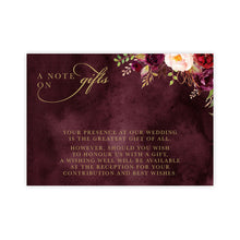 Marsala Flowers Collection wedding wishing well gift card with burgundy background and peonie flowers