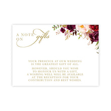 Marsala Flowers Collection wedding wishing well gift card with white background and peonie flowers