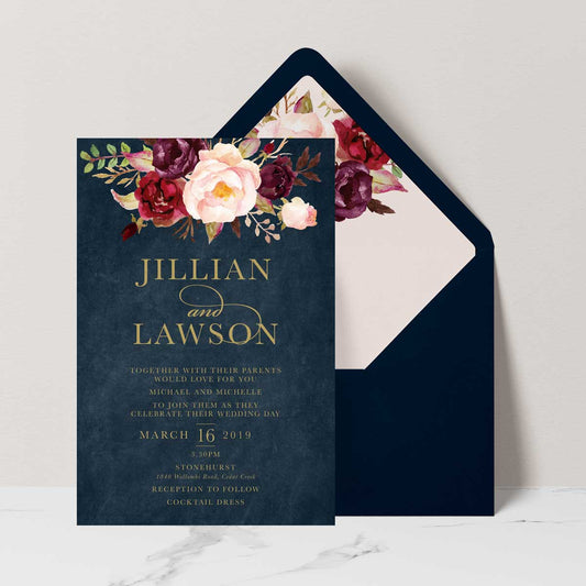 Marsala Flowers 2 - Wedding Inv