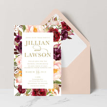 Marsala Flowers Frame - Wedding Inv
