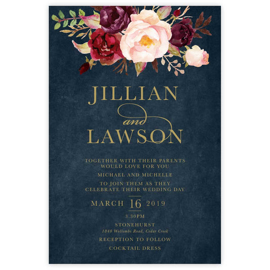 Marsala Flowers 2 - Wedding Inv