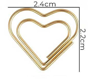 double heart gold paperclip size