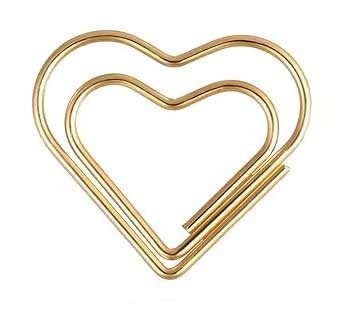 double heart gold paperclip