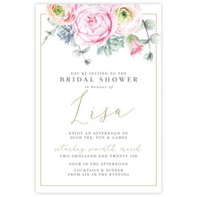Beautiful bridal shower invitations featuring gorgeous pink peonies and succulents 