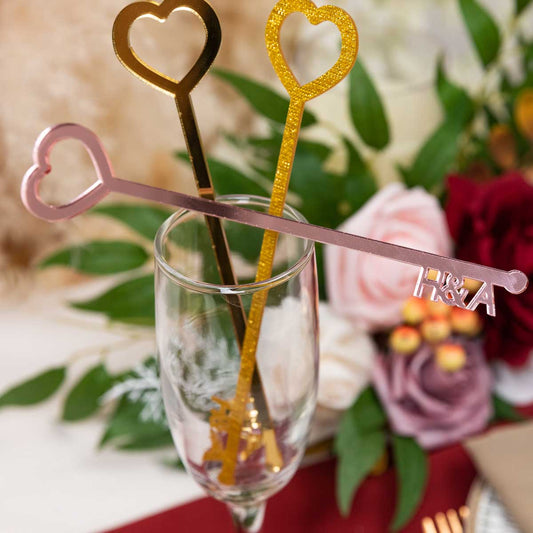 personalise heart shape acrylic drink stirrer