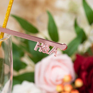 personalise heart shape rose gold acrylic drink stirrer