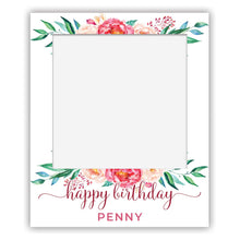 polaroid selfie sign - birthday pink peonie florals