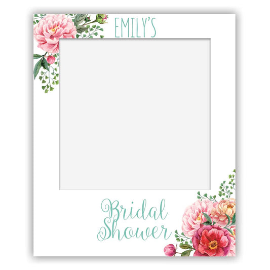 polaroid selfie sign pink peonie flowers bridal shower