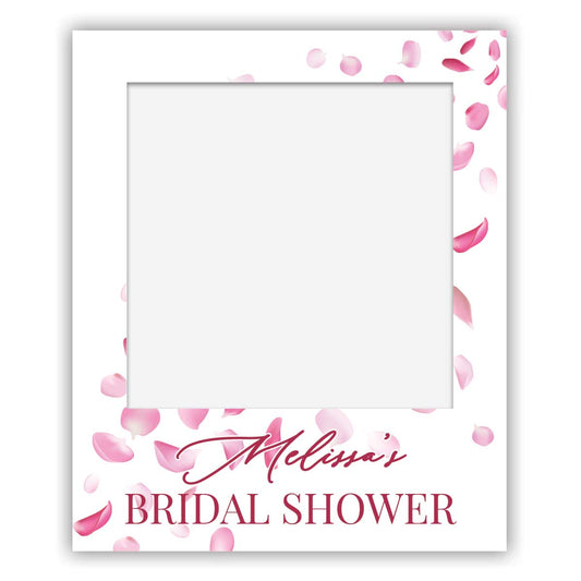 polaroid selfie sign pink petals bridal shower