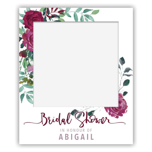 polaroid selfie sign - bridal shower romance red roses