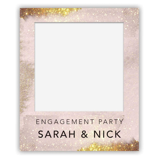 polaroid selfie sign - engagement - pink and gold glitter