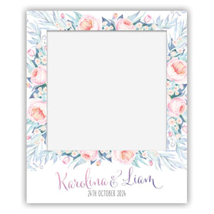 polaroid selfie sign with peonie florals