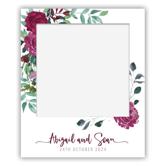 polaroid selfie sign - wedding romance red roses