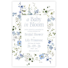 Baby shower invitation with Primrose Spring floral design featuring 'a baby in bloom'