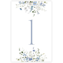 Decorative Primrose Spring table number card with floral design with the number '1' in the center on a white background