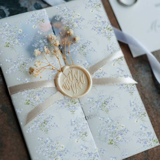 primrose spring floral vellum wrap invitation