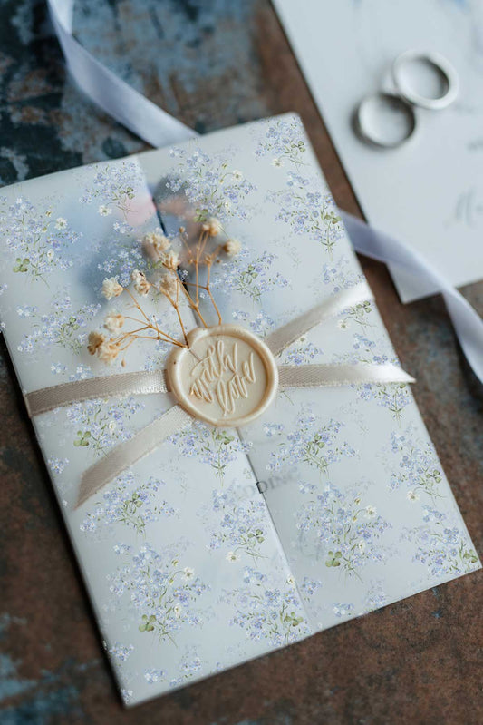 primrose spring floral vellum wrap invitation