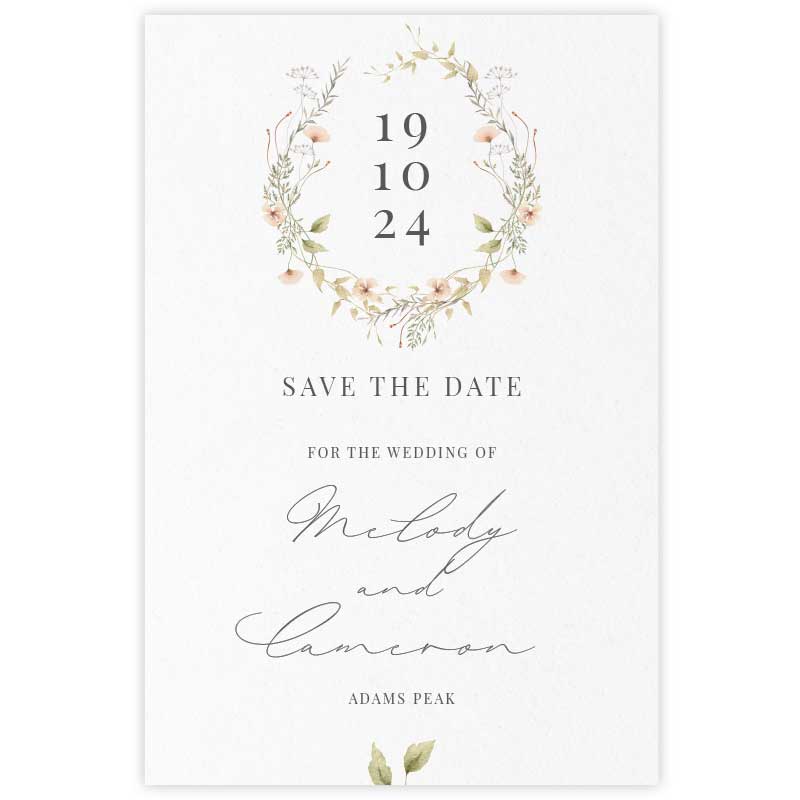 wild blooms peach save the date