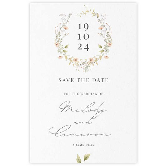 wild blooms peach save the date