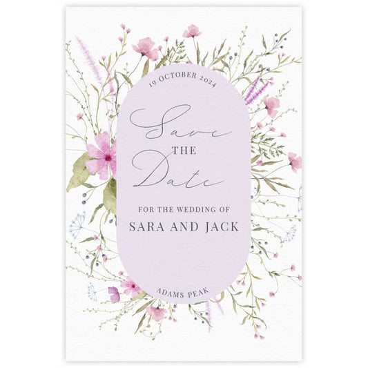 wild blooms pink save the date card