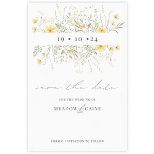 wild blooms yellow save the date card 