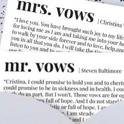 printed vow card