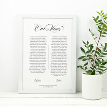 modern black and white 1st wedding anniversary vow print featuring a script font