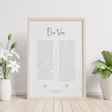 1st year wedding anniversary vow print in timber frame with plants