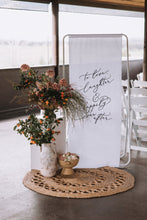 fabric cloth wedding sign - to love laughter and happily ever after