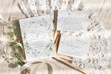 wild blooms wedding invitation blue gift rsvp cards