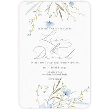 wild blooms wedding invitation blue round edges